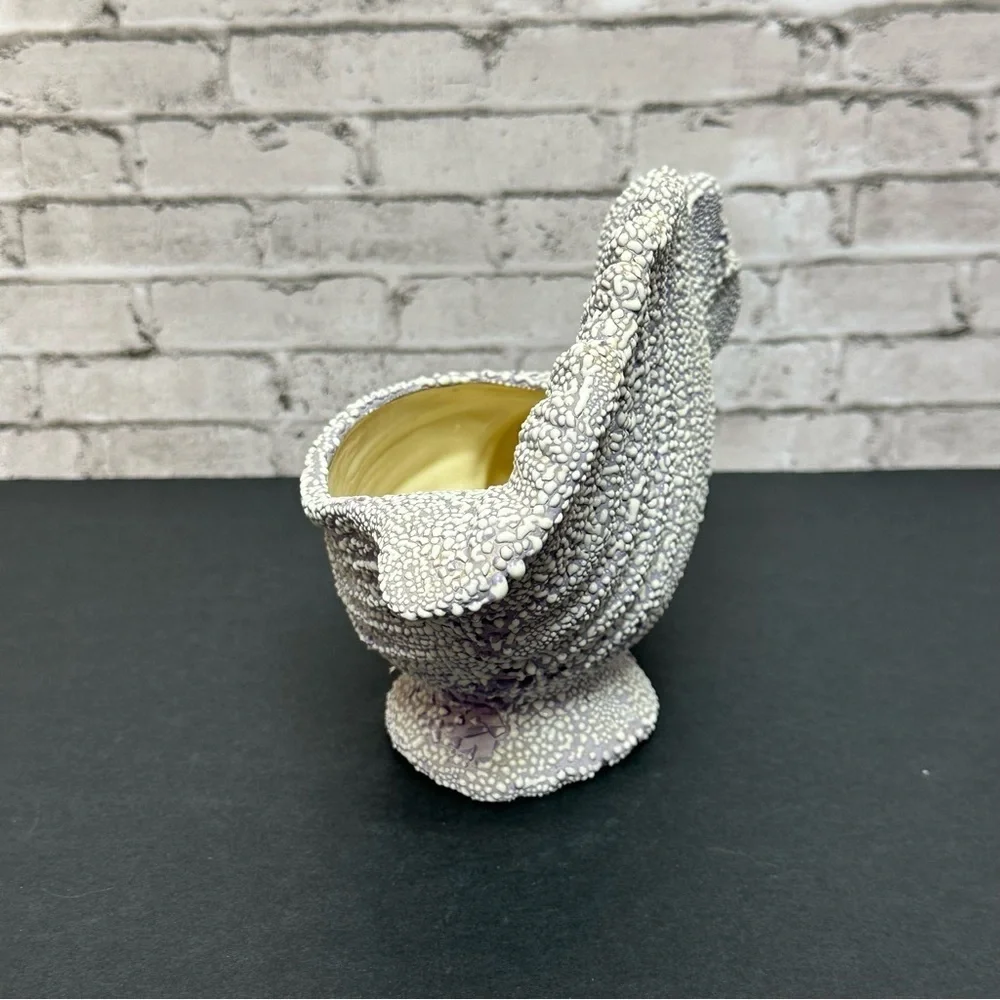 Conch Shell Shaped White Purple Ceramic Decor Cobblestone Pebble Glaze
